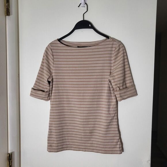 Ralph-lauren Women's White and Tan T-shirt - Picture 1 of 8